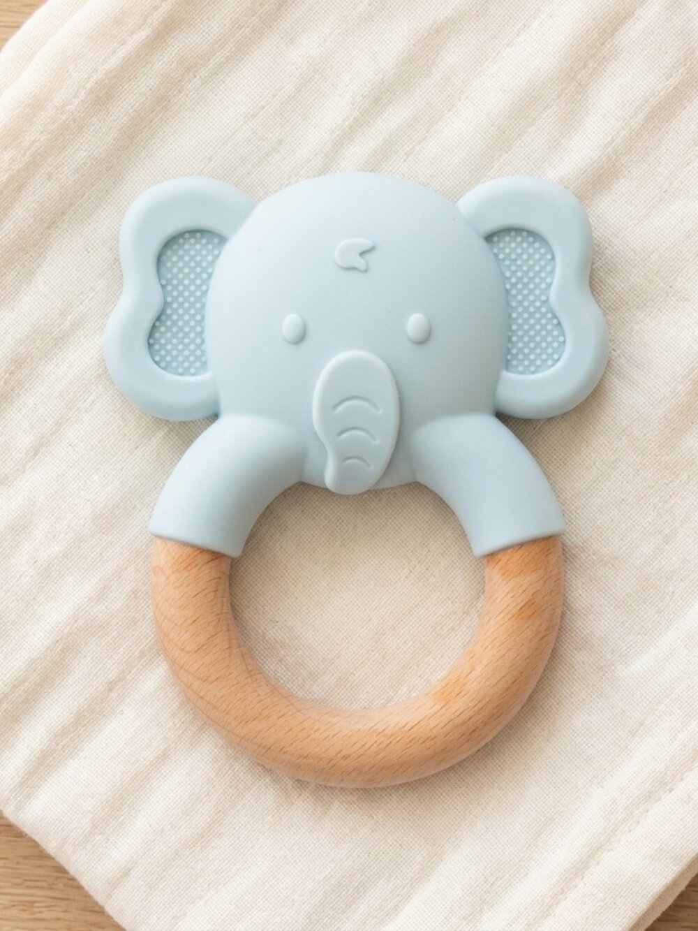 Wooden Elephant Baby Teether, Montessori Sensory Toy for Infants - Picture 4 of 11